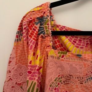 Farm Rio, small, “Barbie” pink lace crop top.